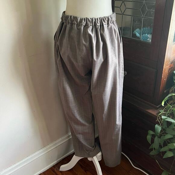 Vintage Gray Plaid Pull-On Elastic Waist Pants Size L Petite Slacks Bootcut Work - Picture 5 of 17